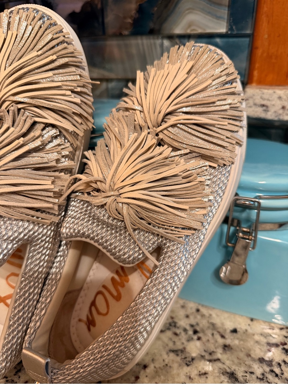 Sam Edelman Silver Metallic Tassel Slip-On Sneakers Size 8M - Picture 4 of 11
